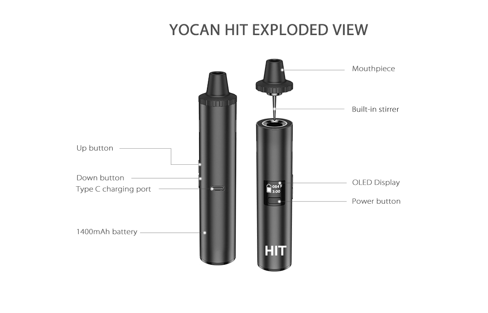 오리지널 Yocan 히트 드라이 허브 기화기 키트, 전 - Dried Herbs 리뷰 및 가격
